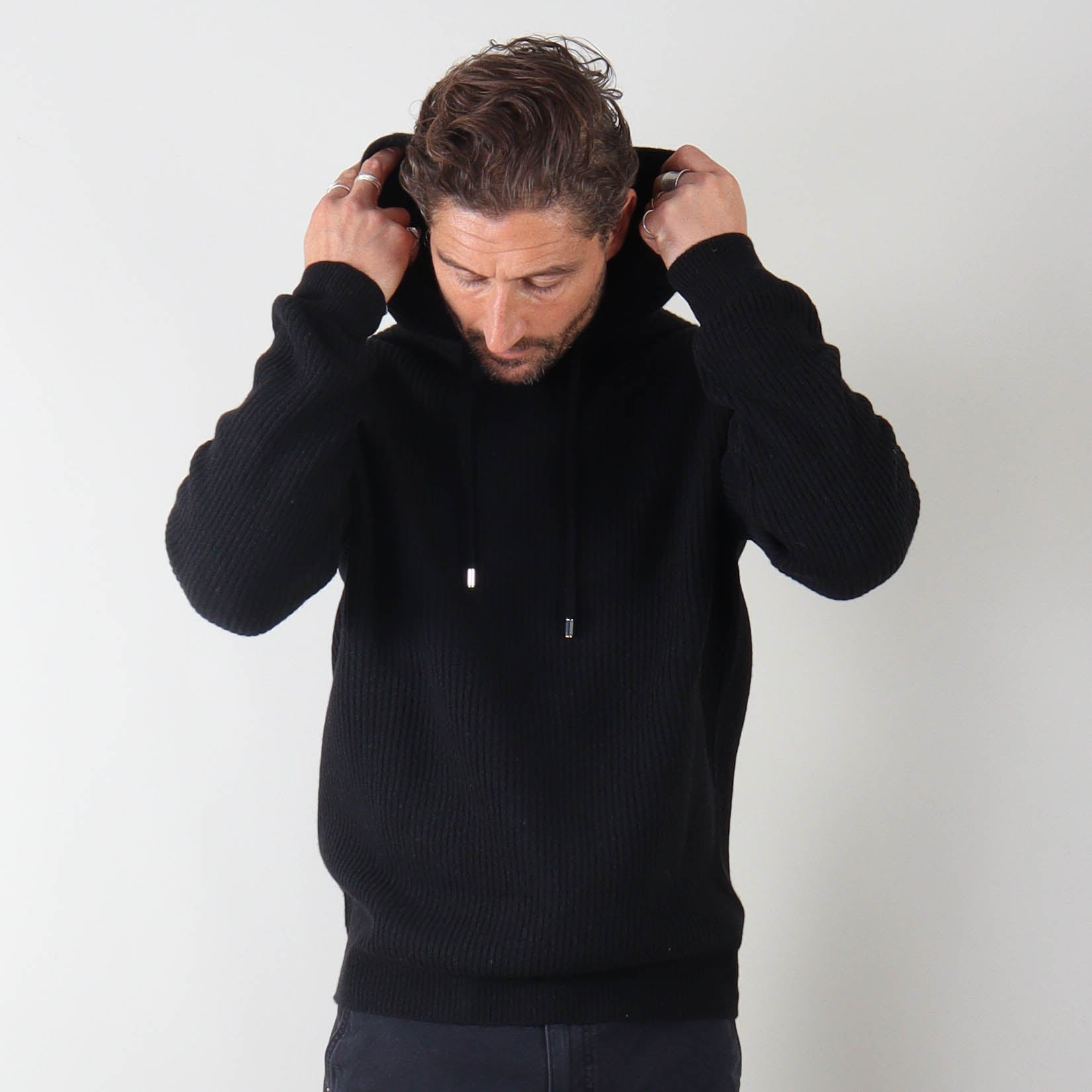 PRJCT X Masq Rib hoodie black