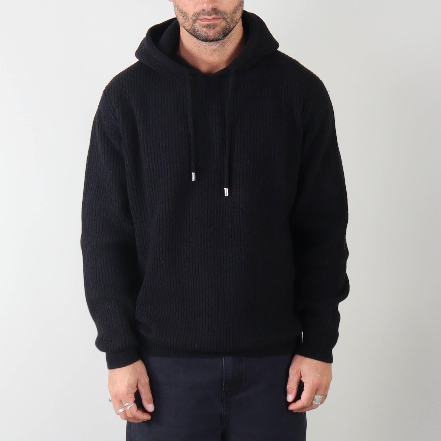PRJCT X Masq Rib hoodie black