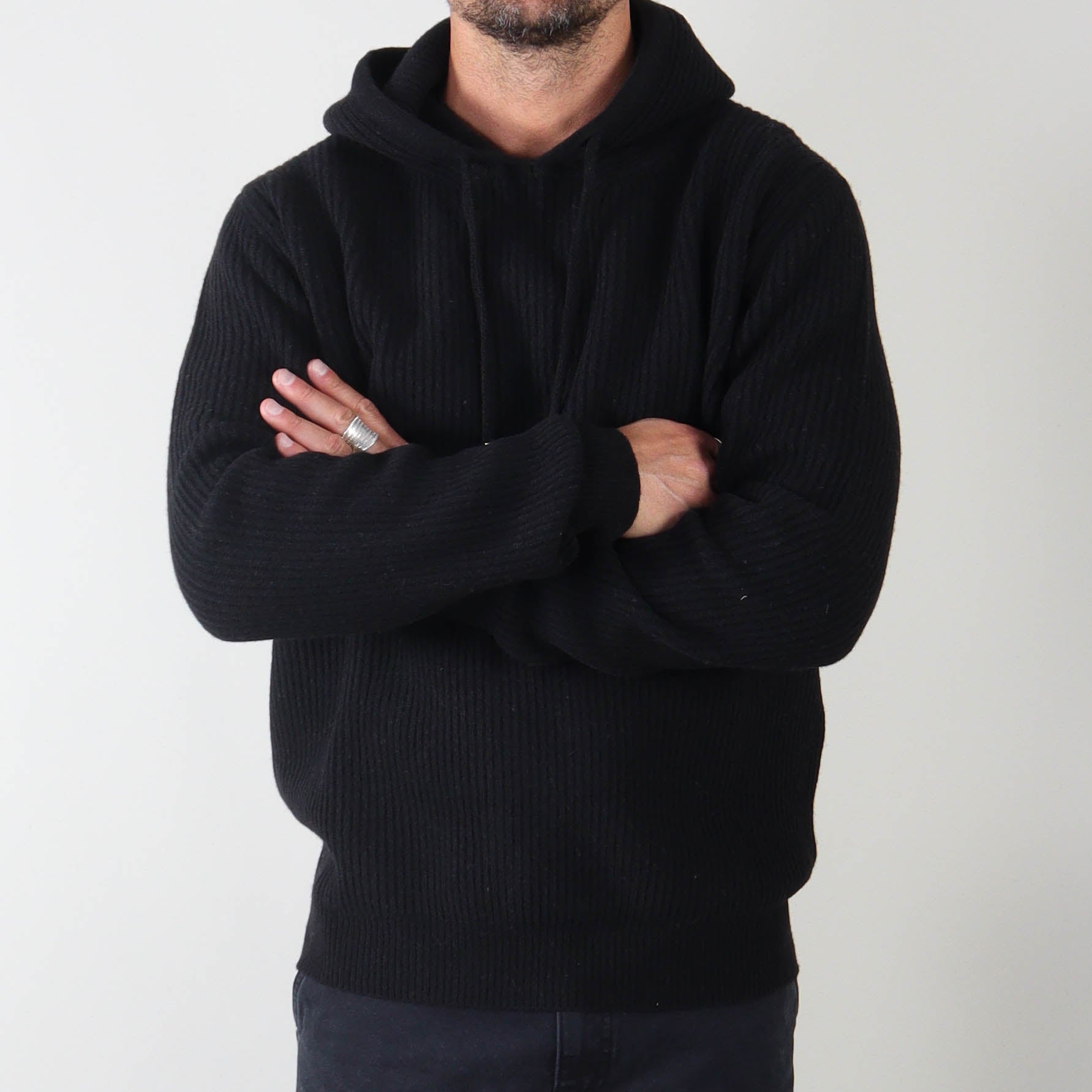 PRJCT X Masq Rib hoodie black