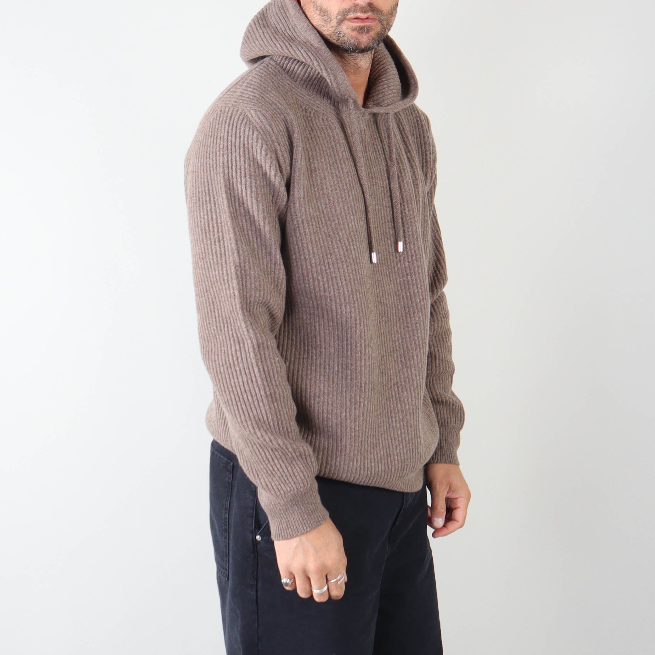 PRJCT X Masq Rib hoodie brown