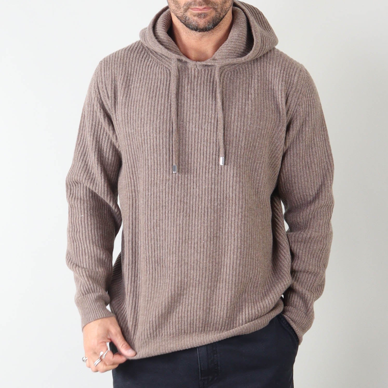PRJCT X Masq Rib hoodie brown