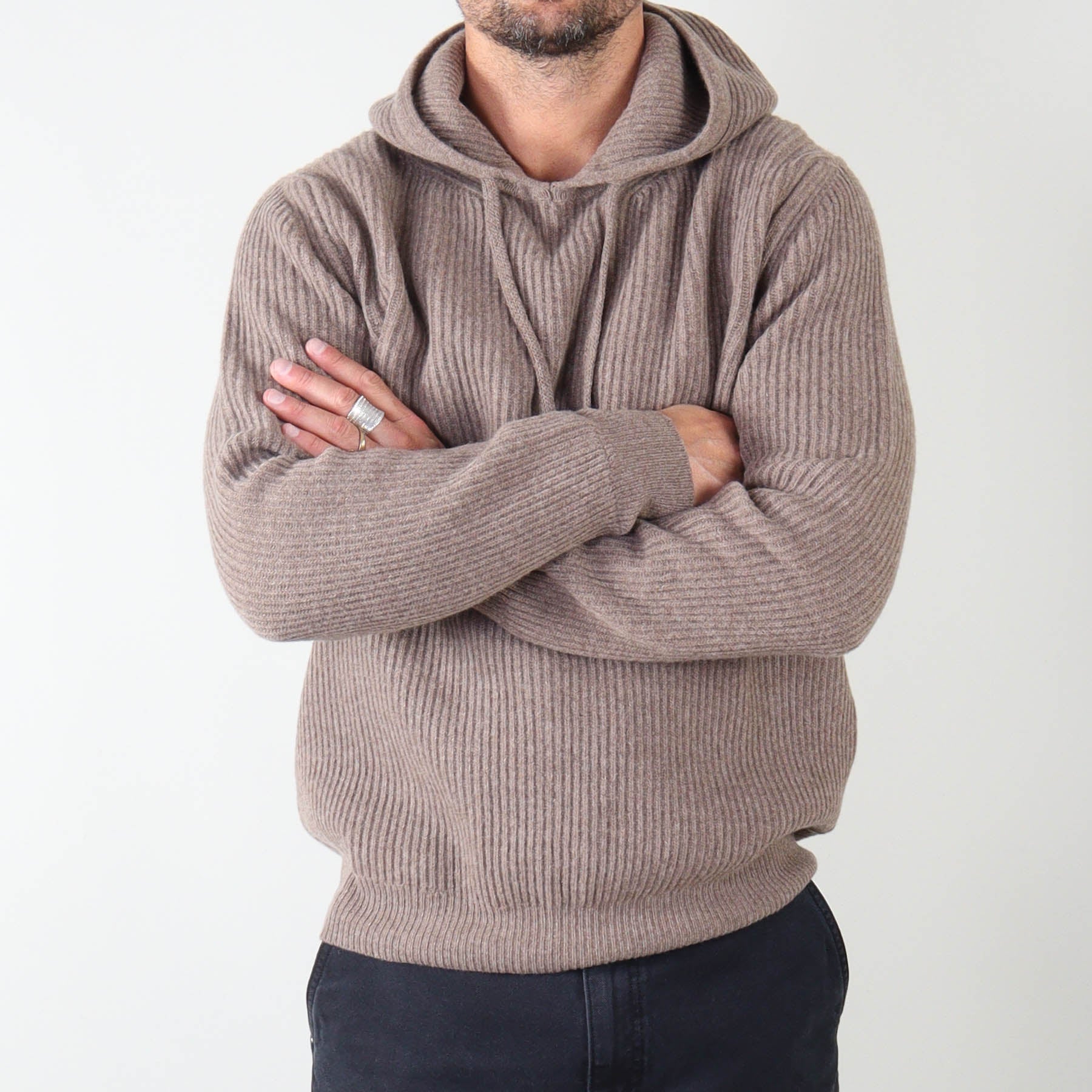 PRJCT X Masq Rib hoodie brown