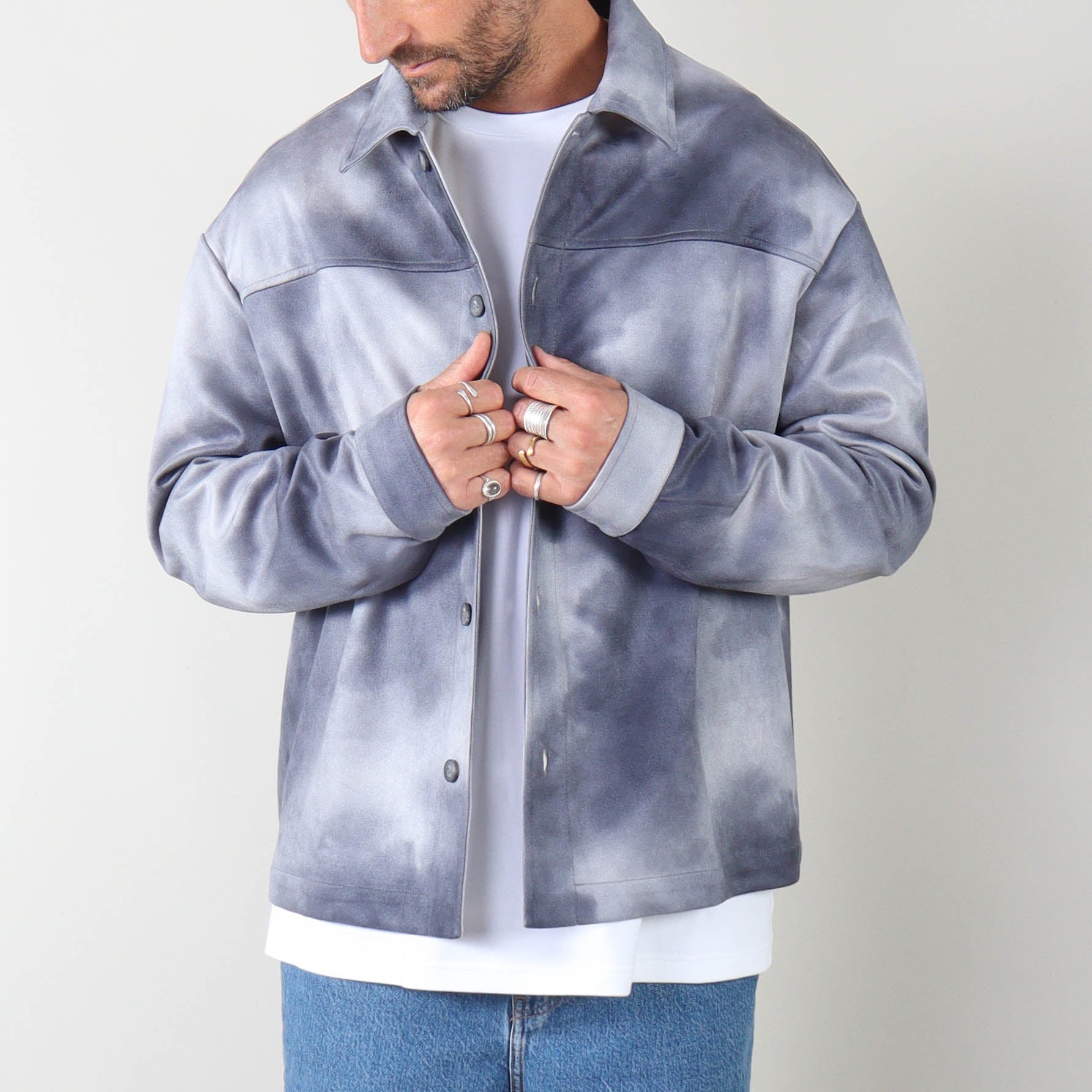 PRJCT suede jacket navy