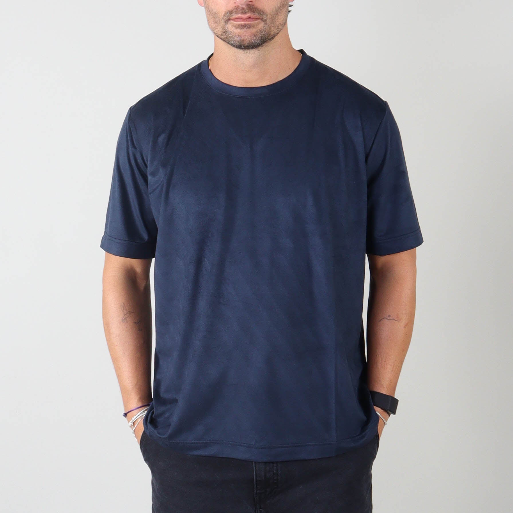 PRJCT suede tee navy