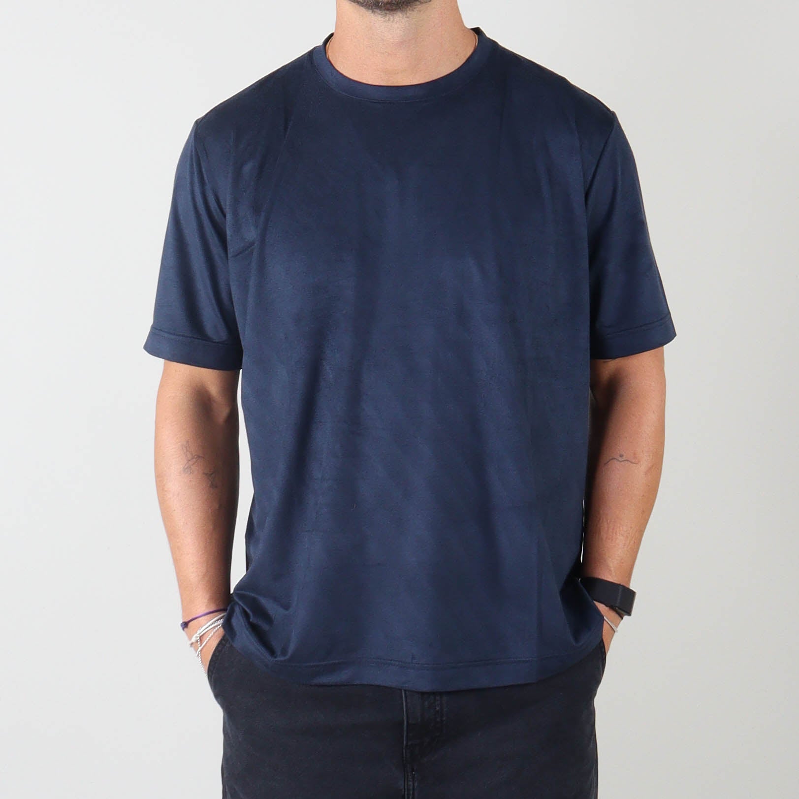 PRJCT suede tee navy