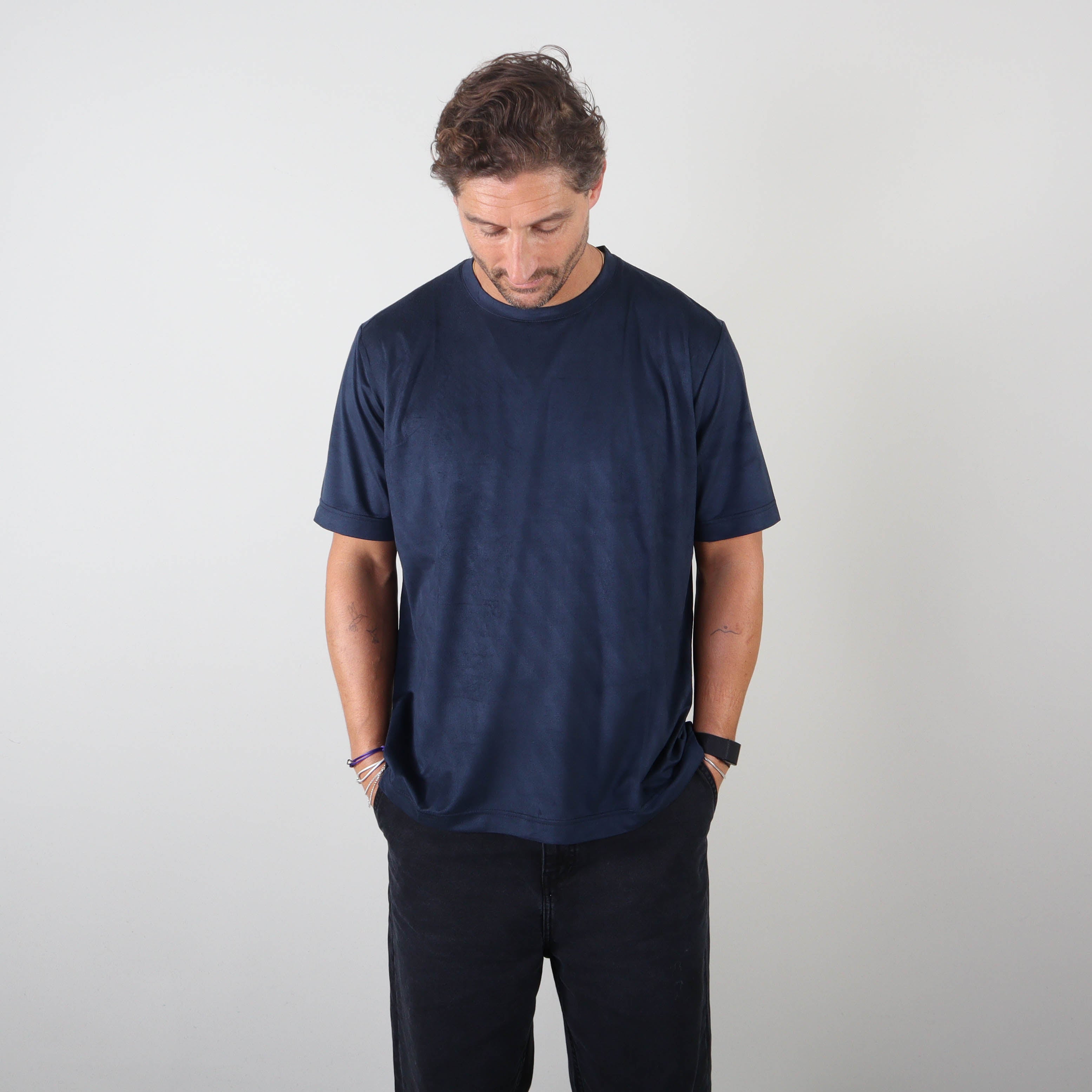 PRJCT suede tee navy