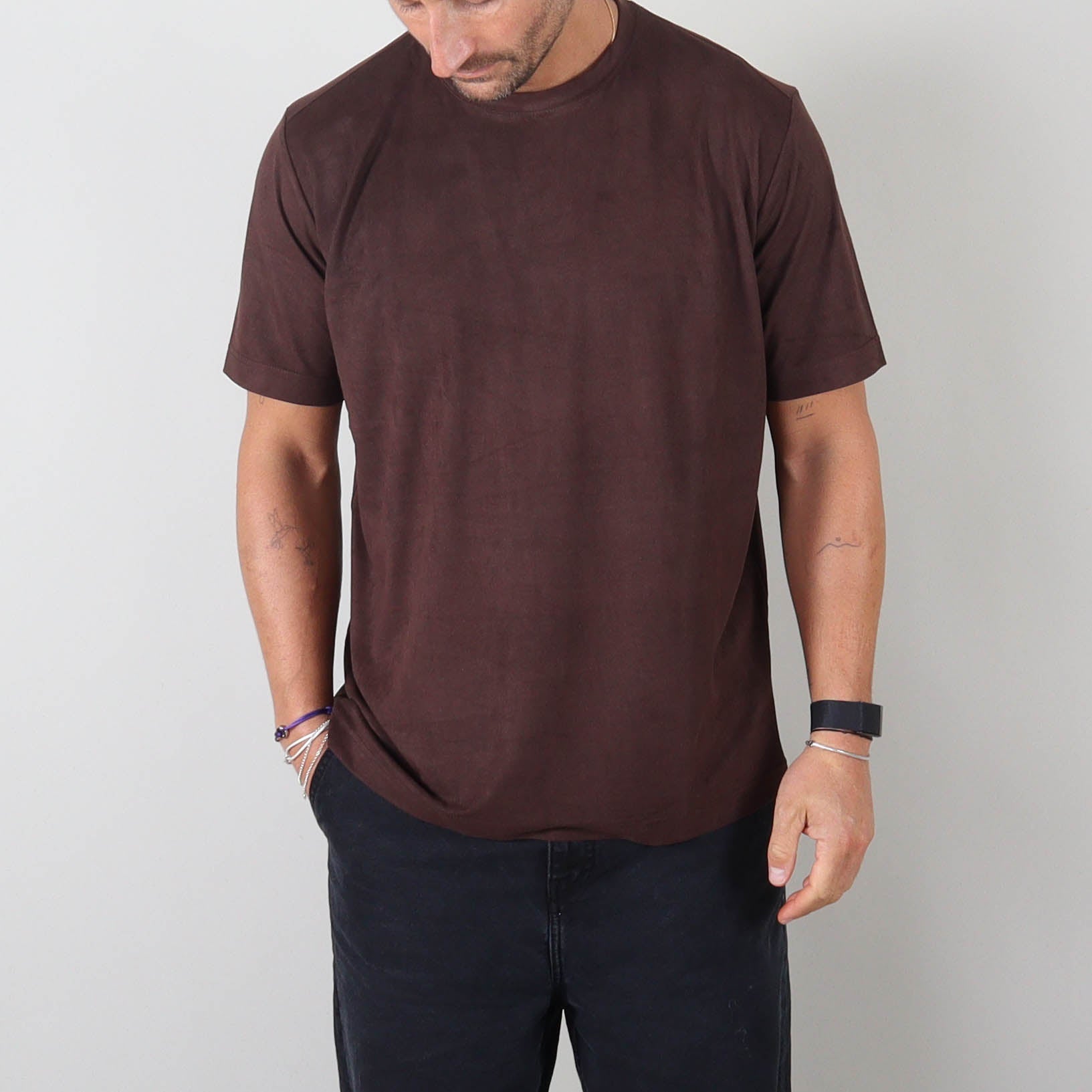 PRJCT suede tee brown