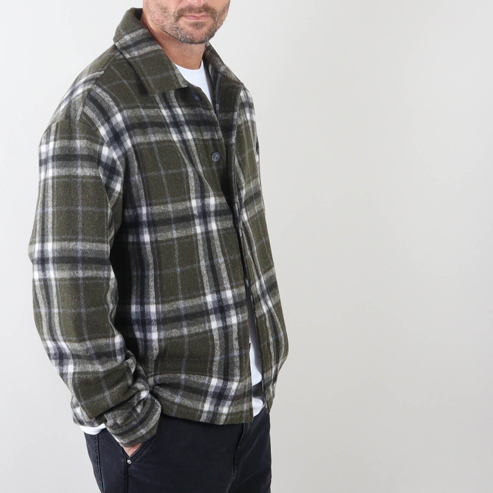 PRJCT check shirt military green