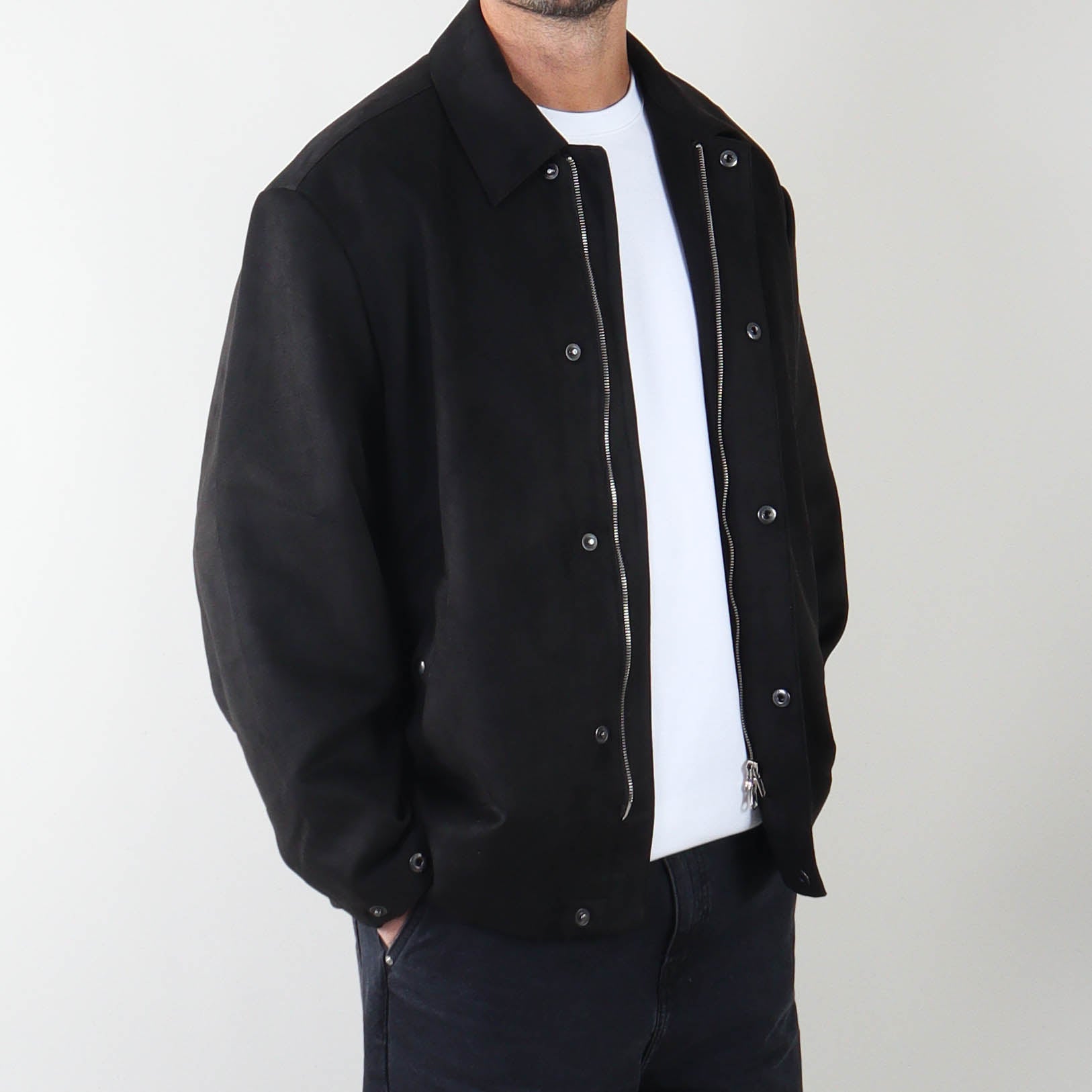 PRJCT suede biker jacket black