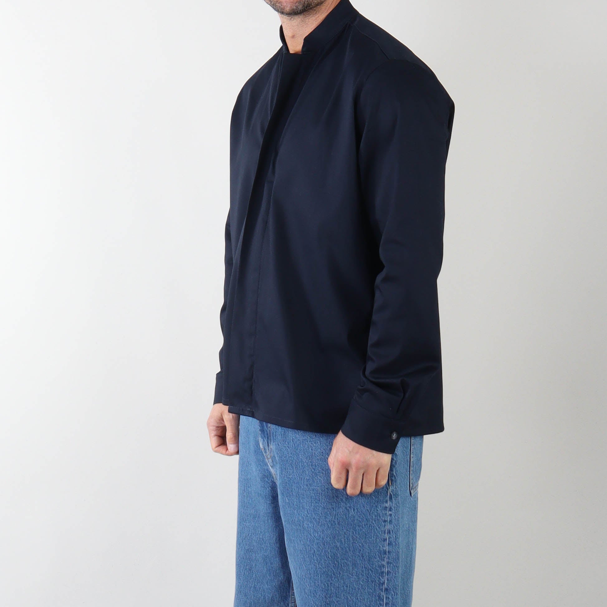PRJCT zip cotton shirt navy