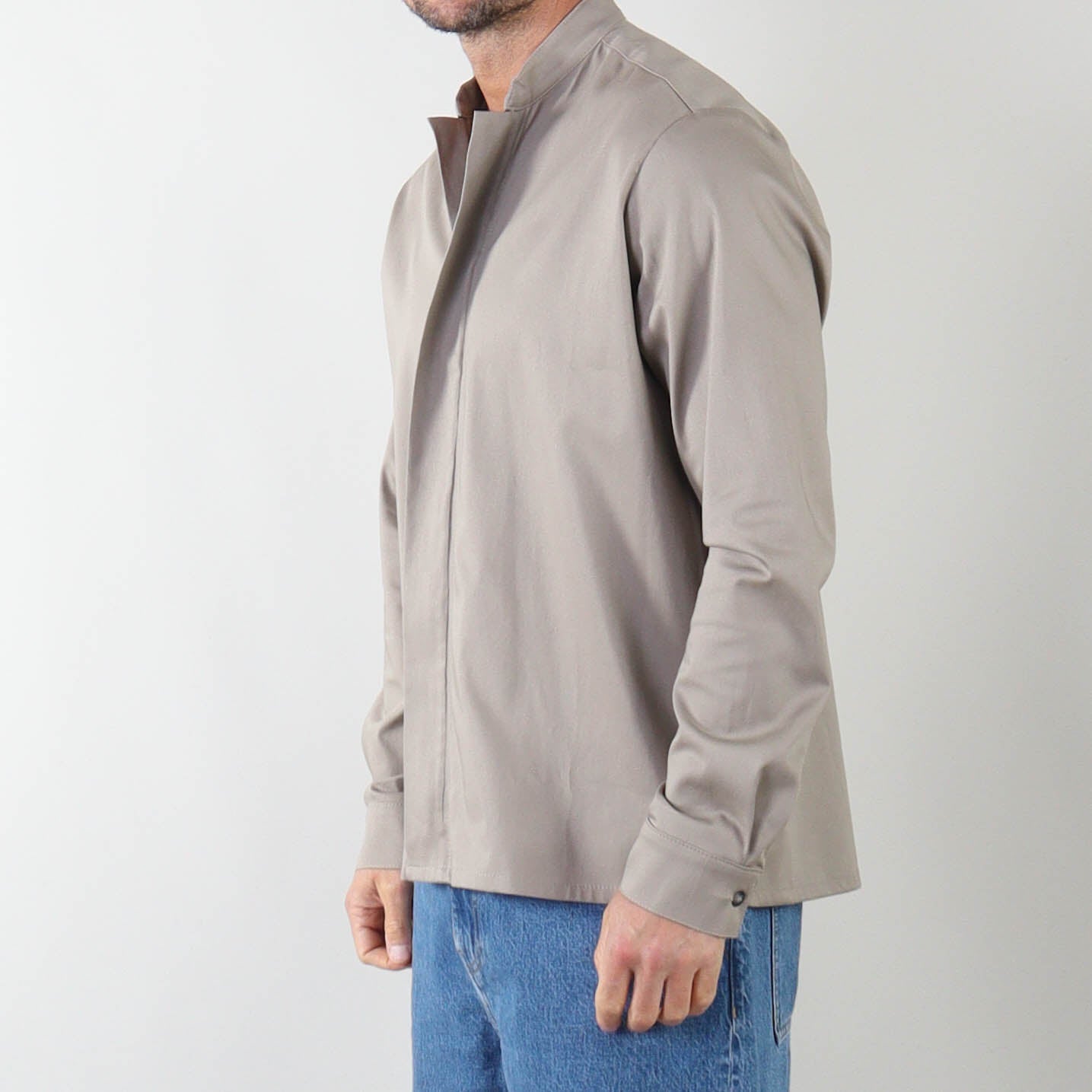 PRJCT zip cotton shirt sand