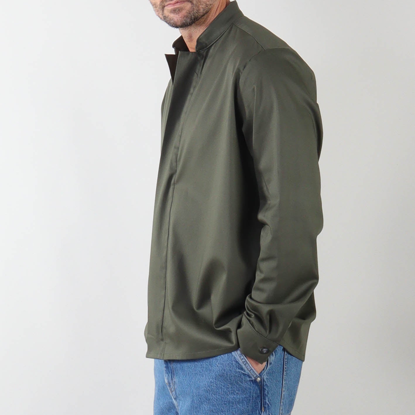 PRJCT zip cotton shirt green