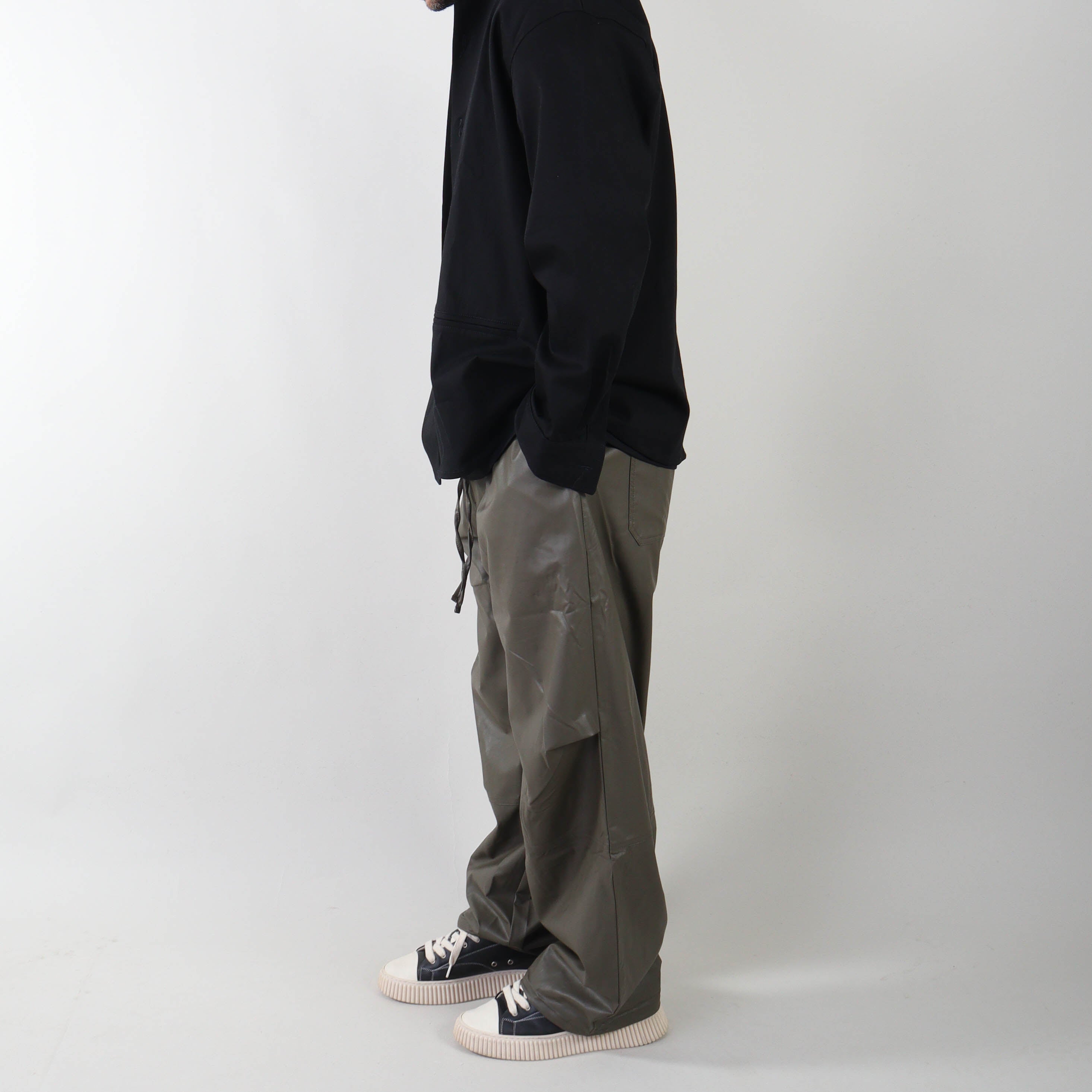 PRJCT parachute pants leather green