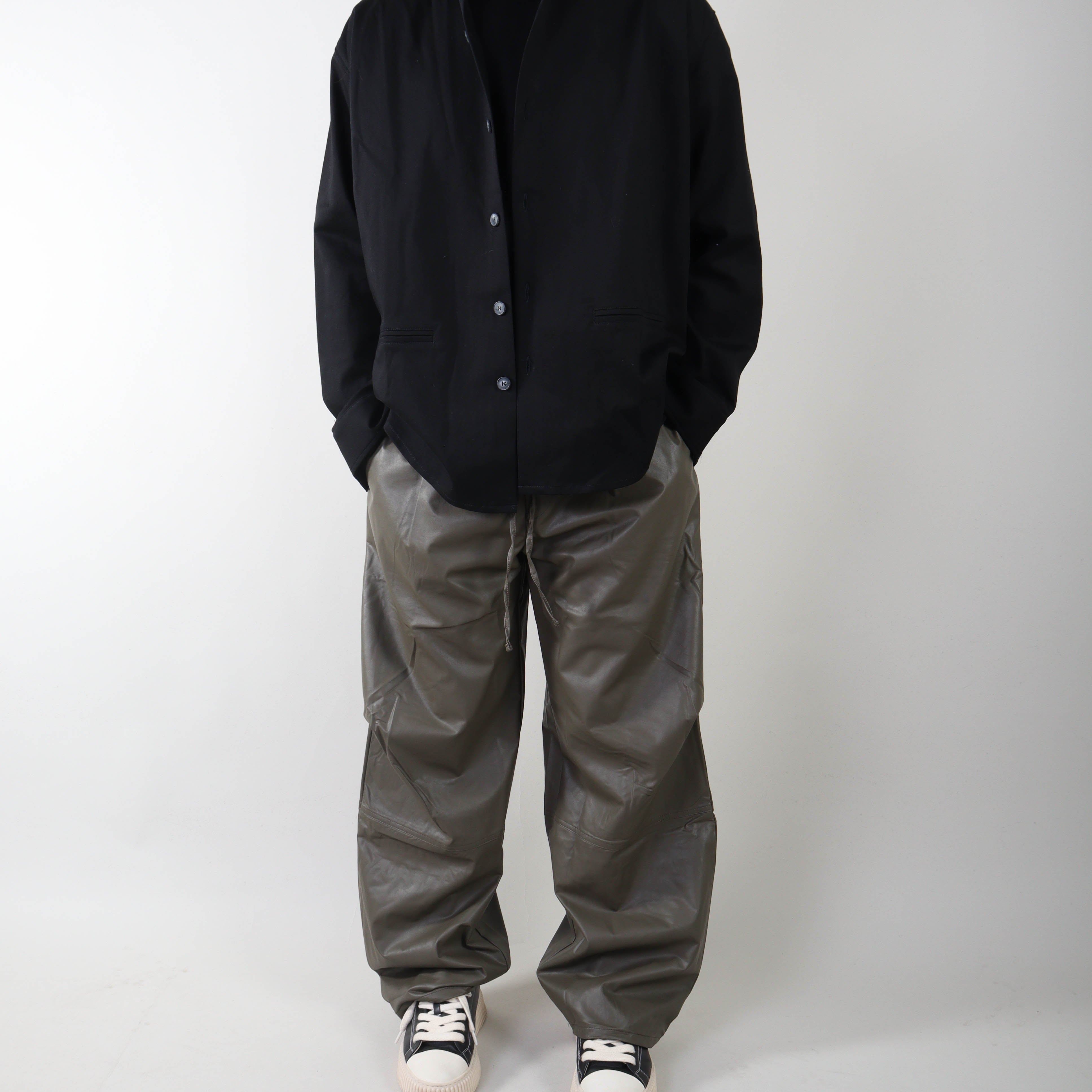 PRJCT parachute pants leather green