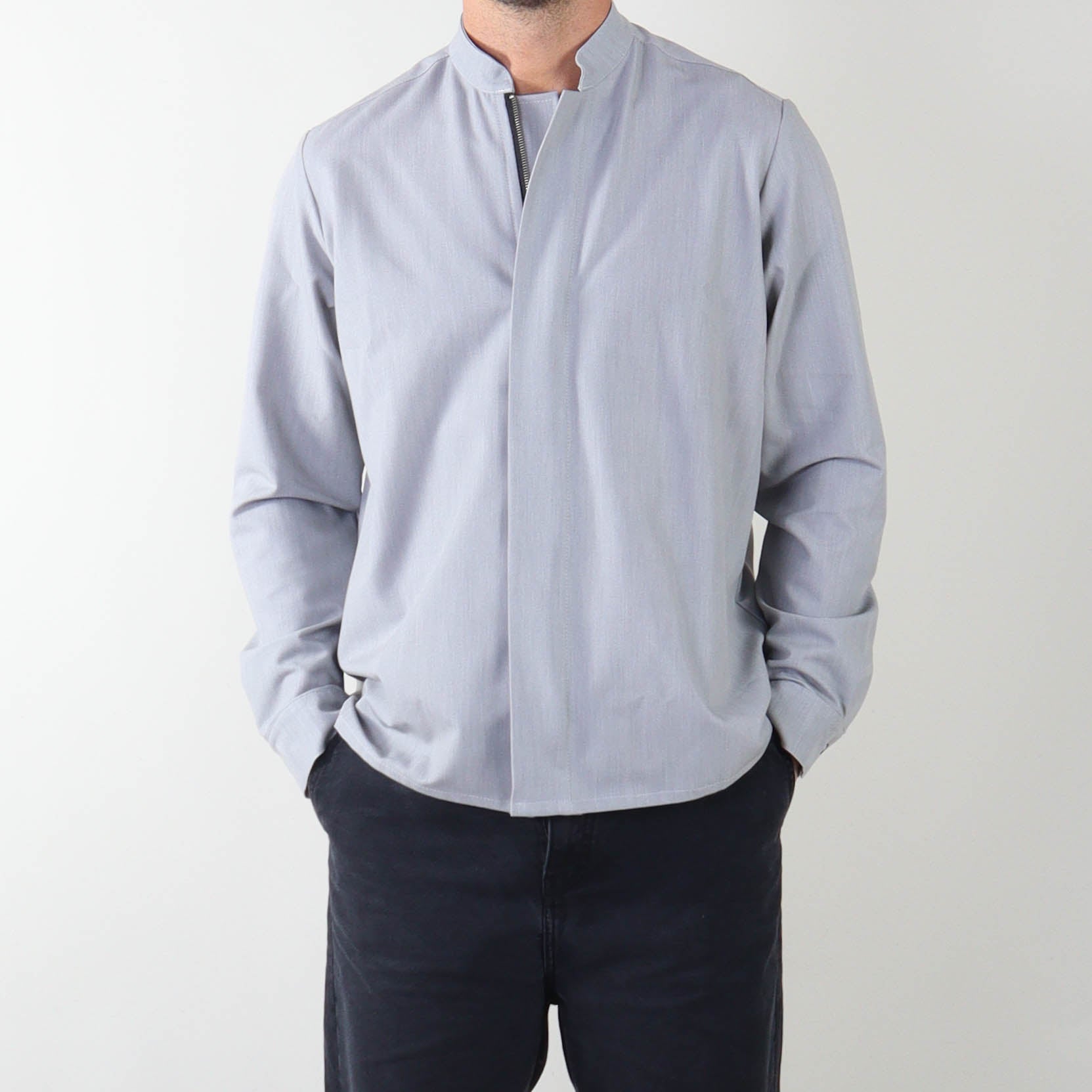 PRJCT zip cotton shirt grey