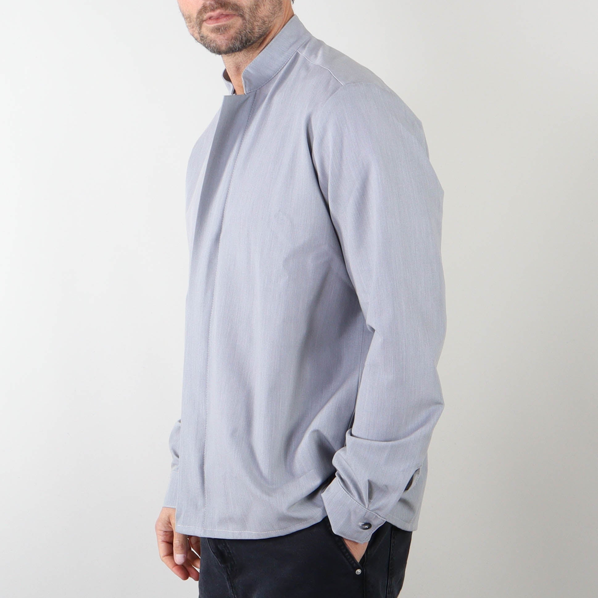 PRJCT zip cotton shirt grey