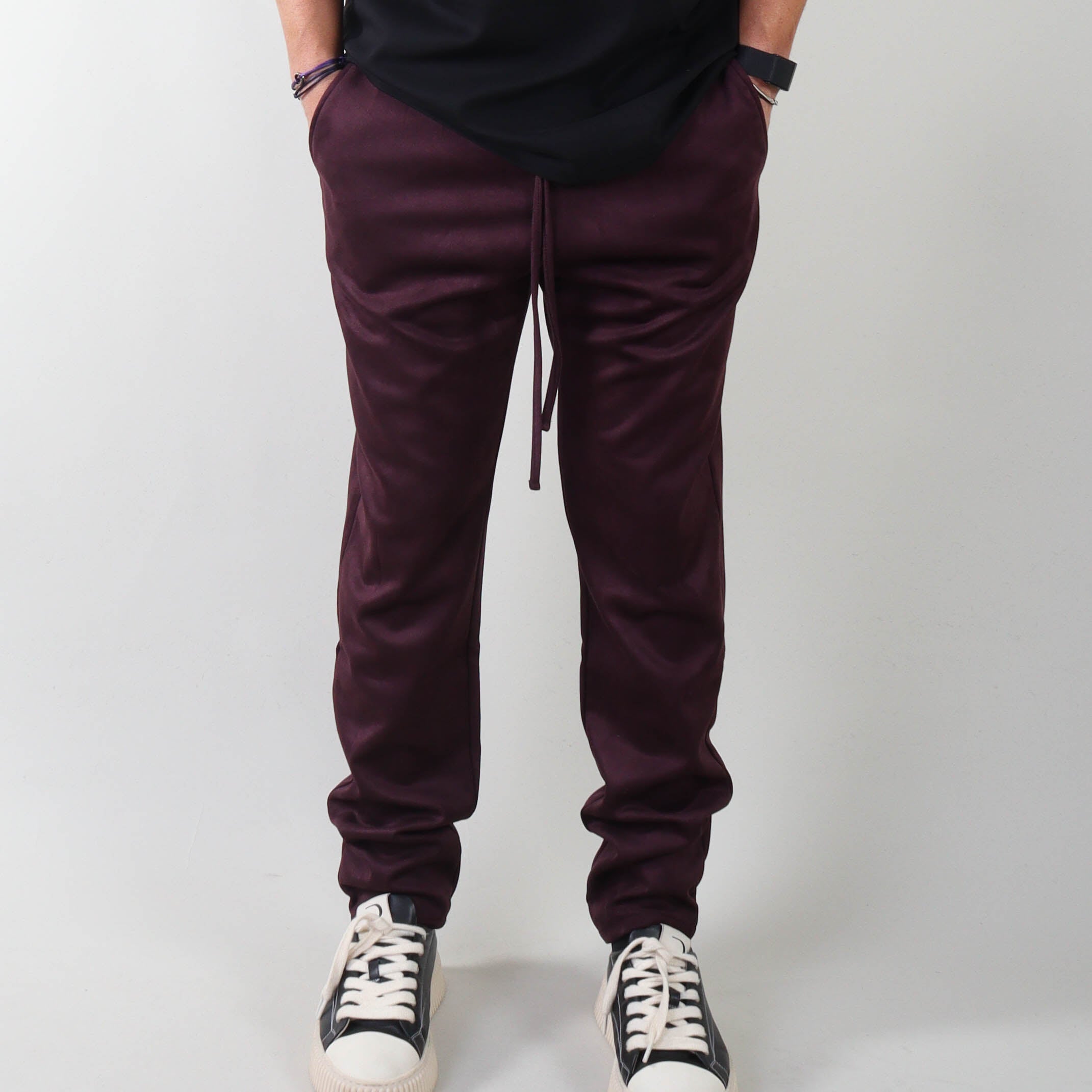 PRJCT Punto Pants suede burgundy
