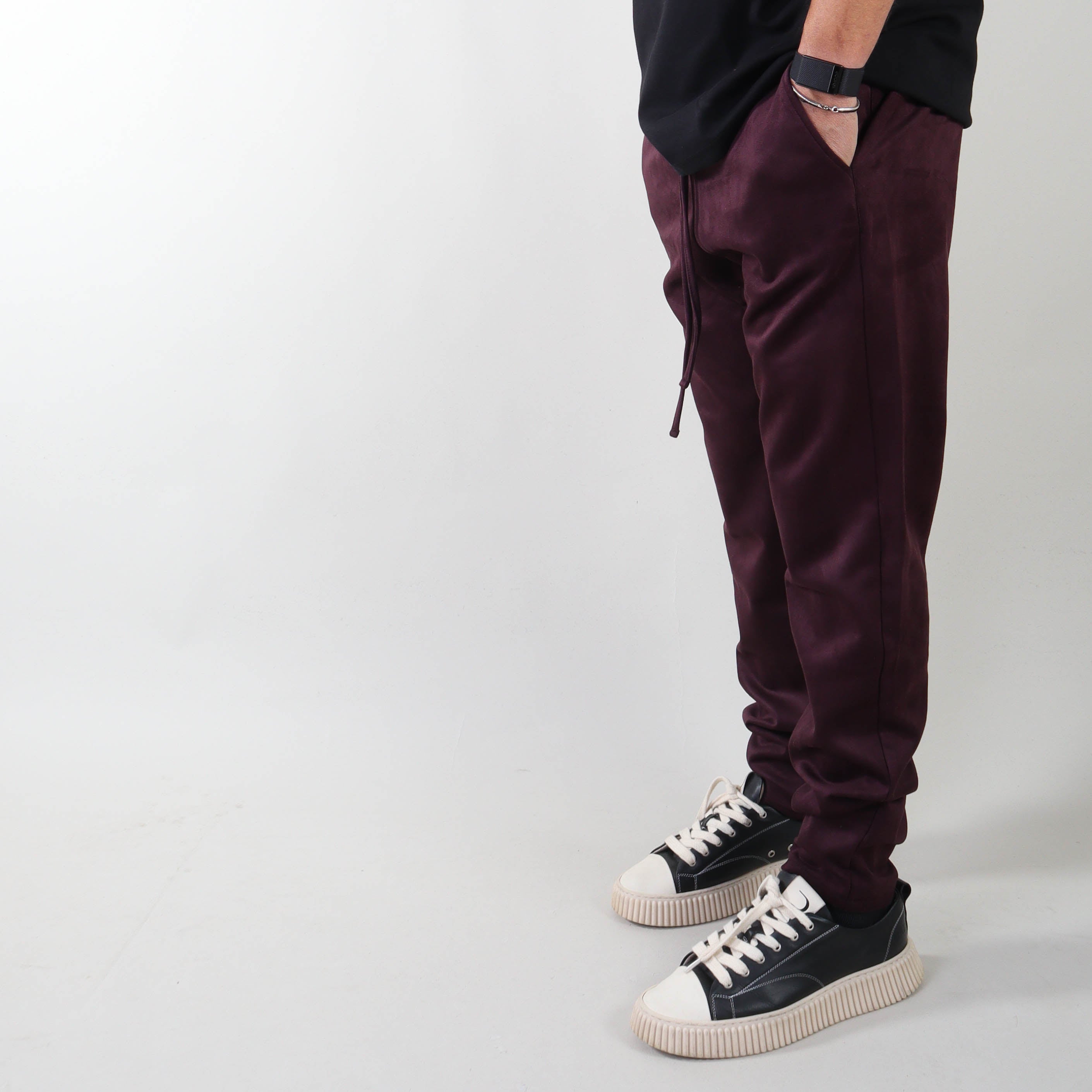 PRJCT Punto Pants suede burgundy
