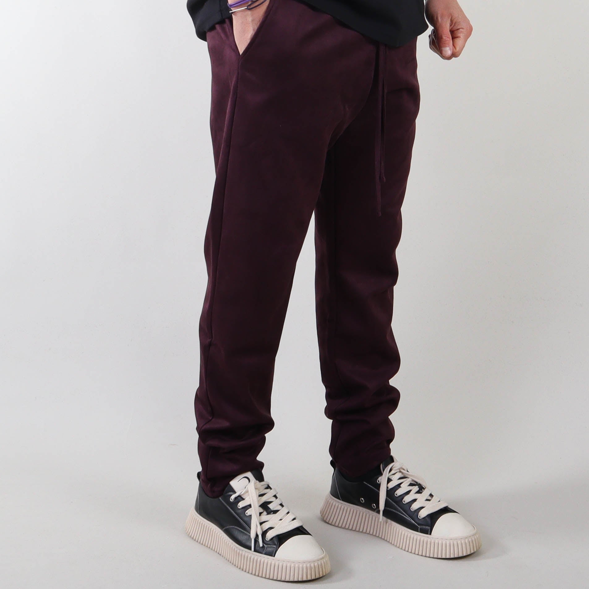 PRJCT Punto Pants suede burgundy