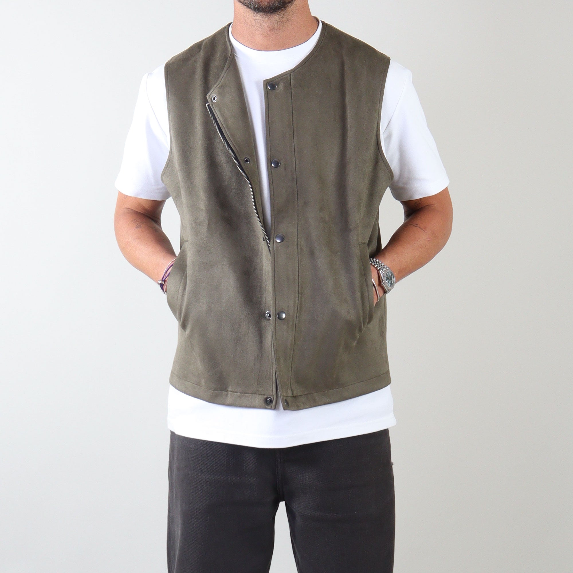 PRJCT suede gilet green