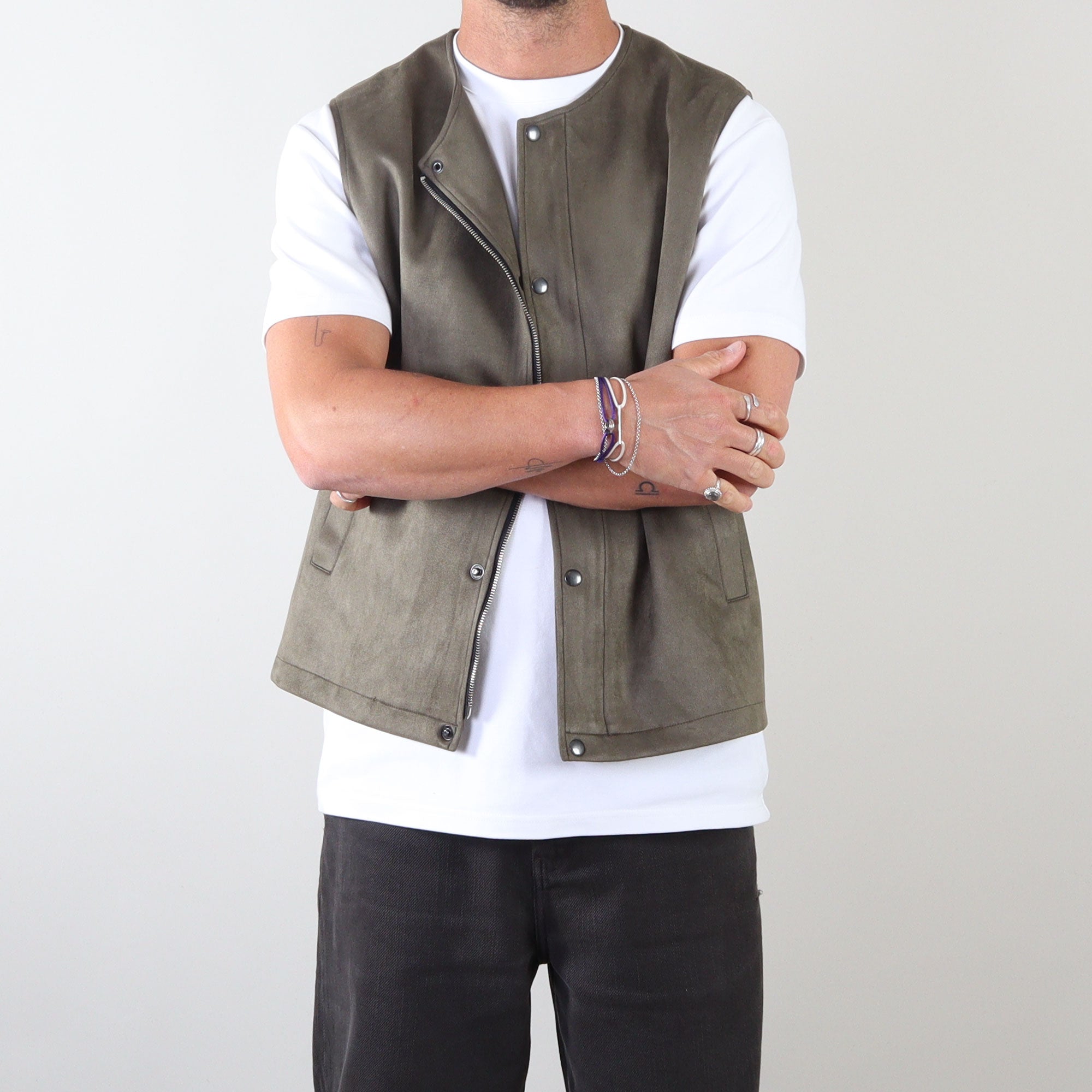 PRJCT suede gilet green