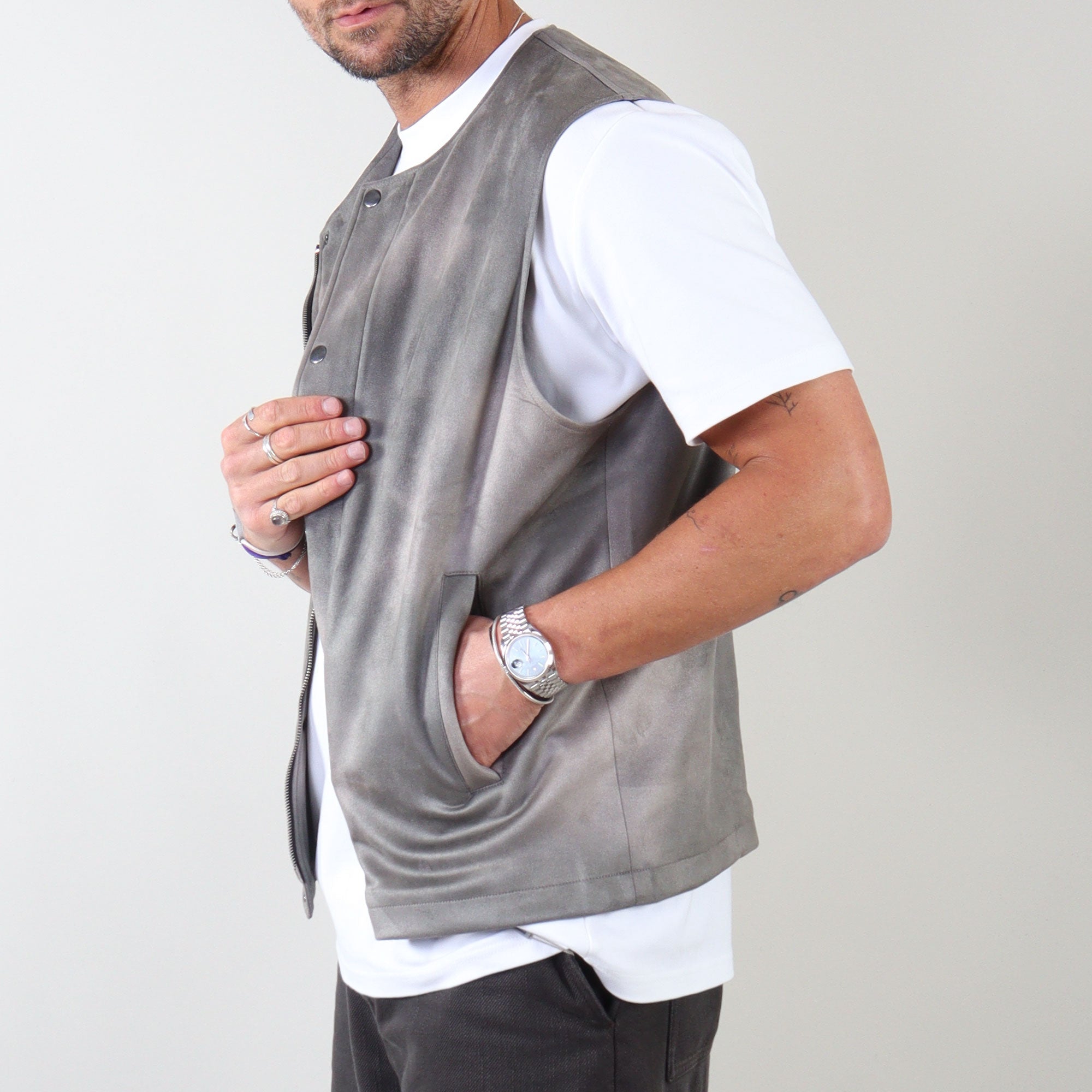 PRJCT suede gilet light grey