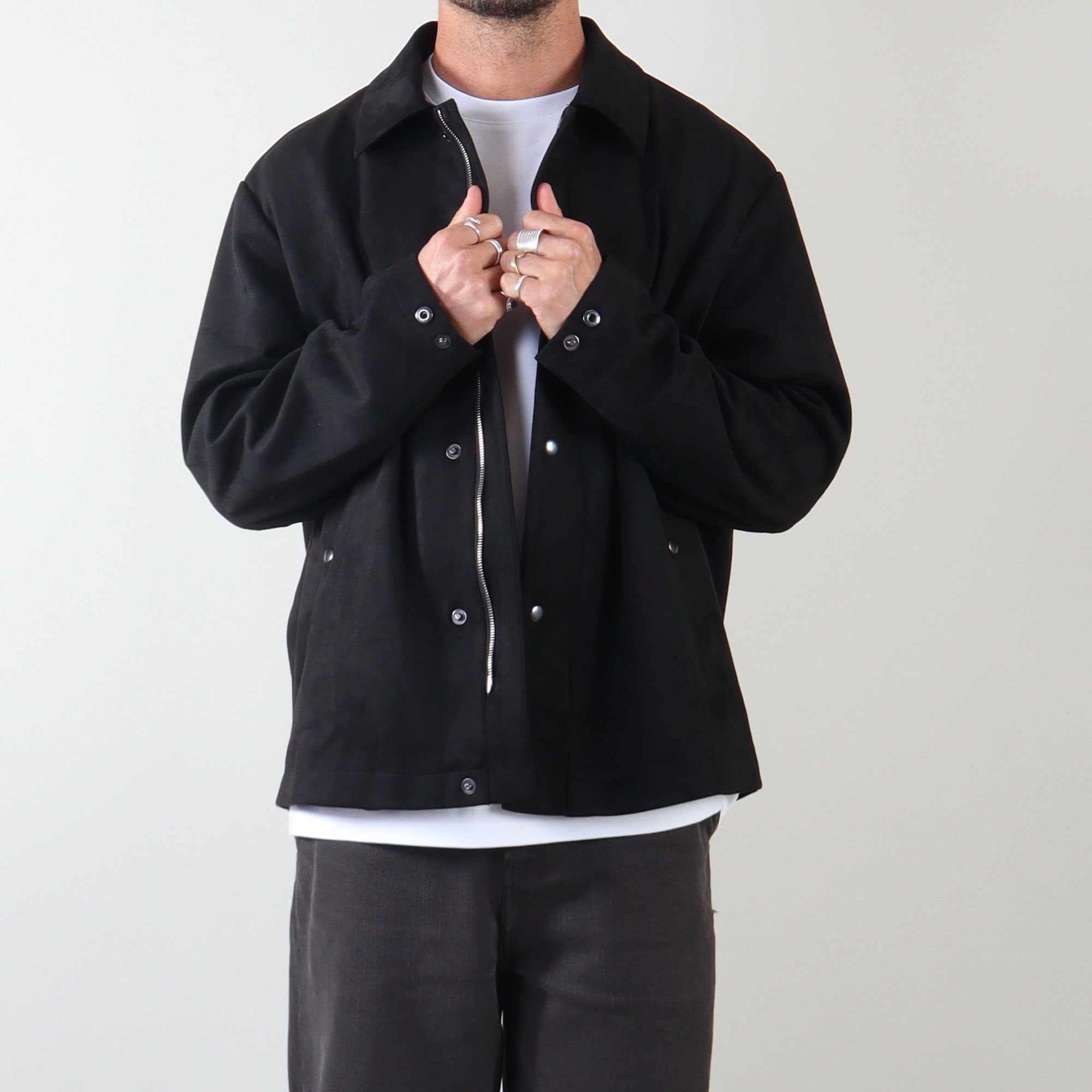 PRJCT suede biker jacket black