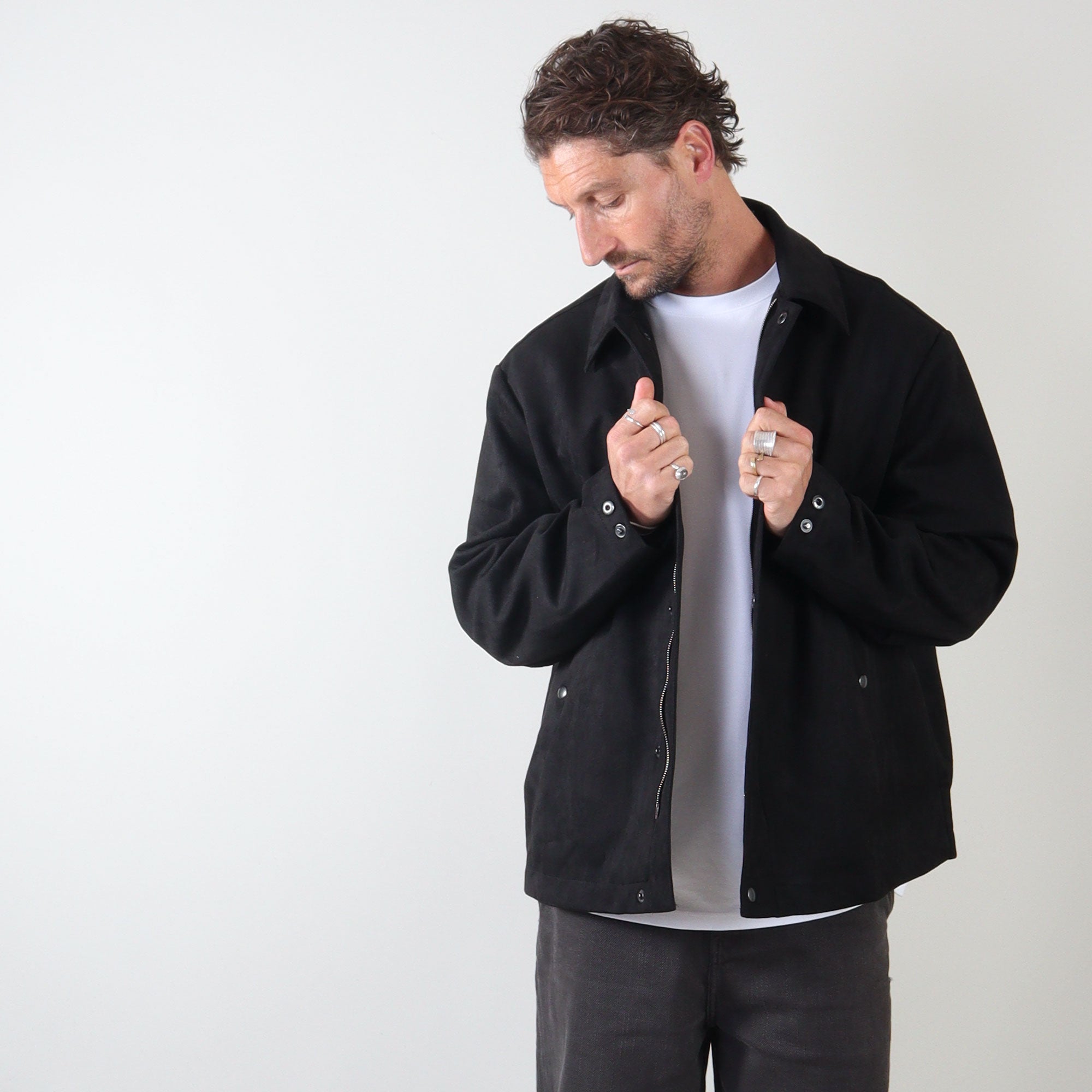 PRJCT suede biker jacket black
