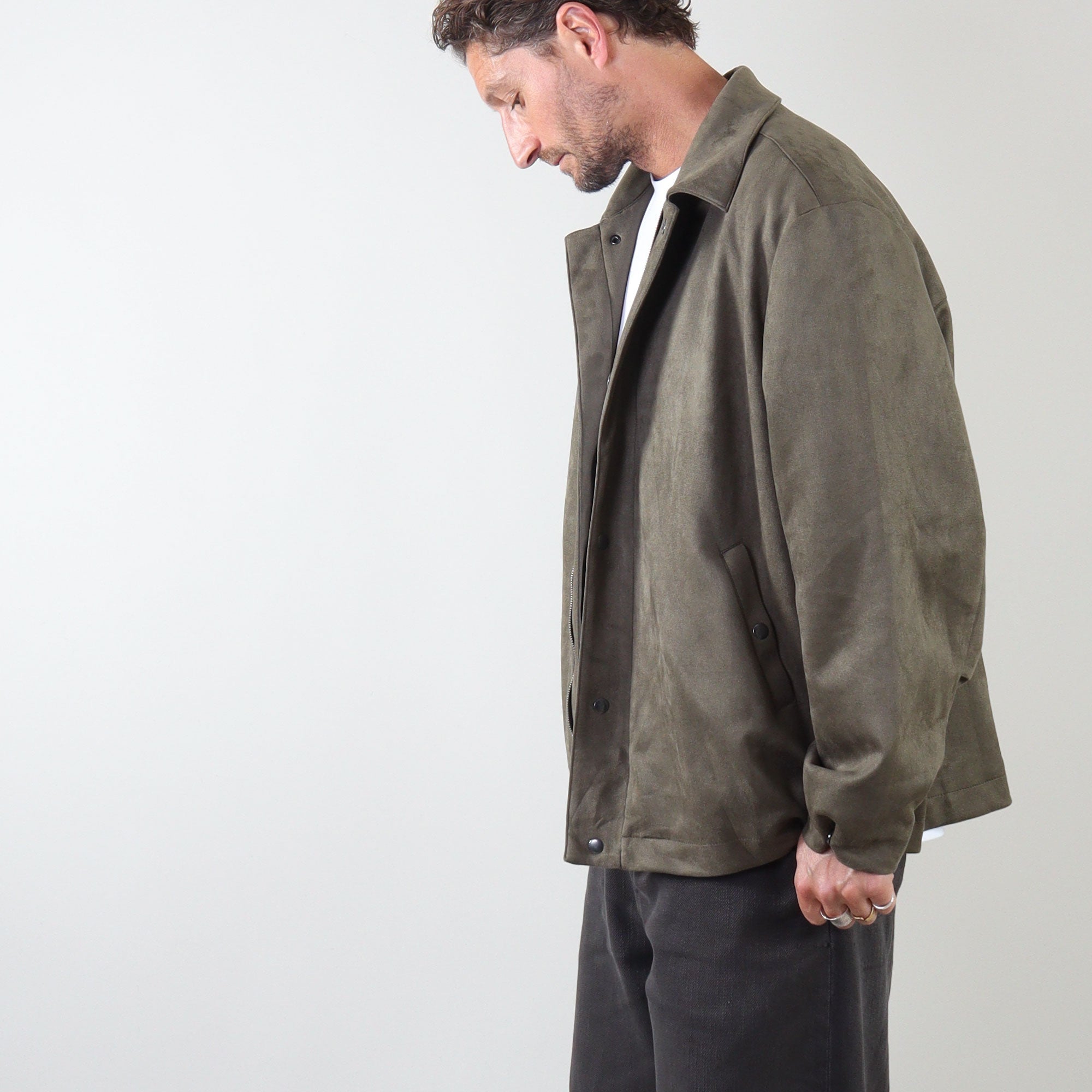 PRJCT suede biker jacket green