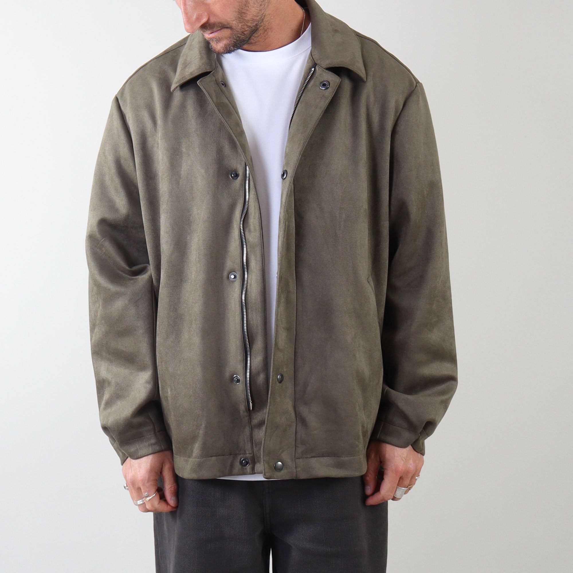 PRJCT suede biker jacket green