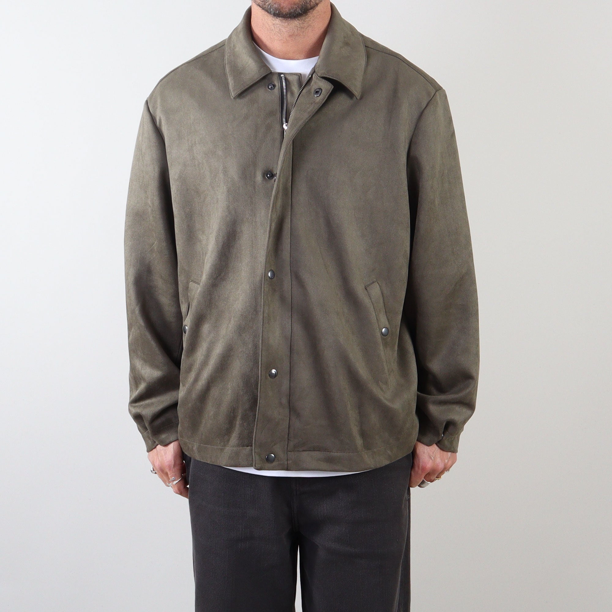 PRJCT suede biker jacket green