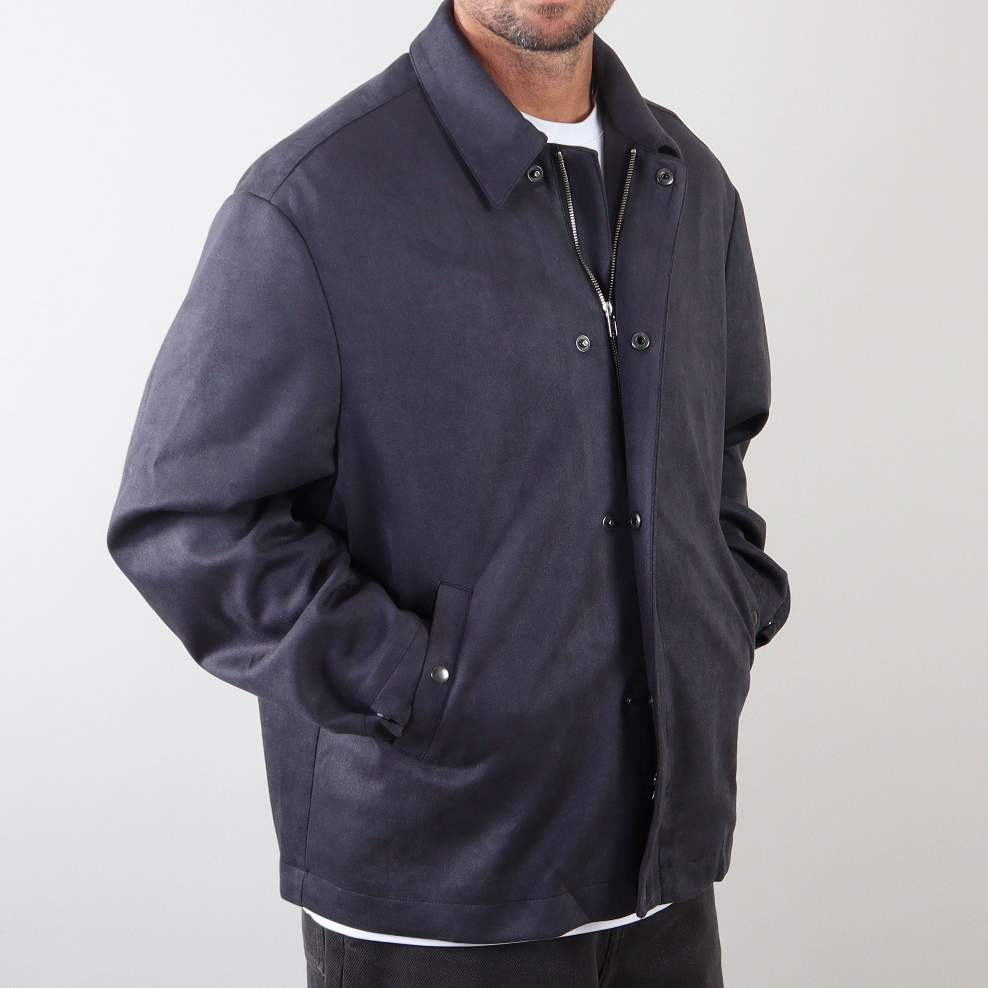 PRJCT suede biker jacket grey